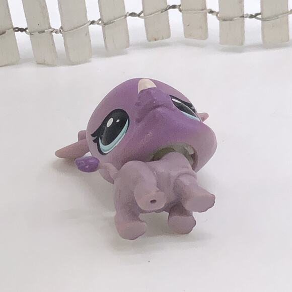 Authentic Littlest Pet Shop LPS #259 Lavender Purple Baby Una Unger Rhino - Picture 4 of 4